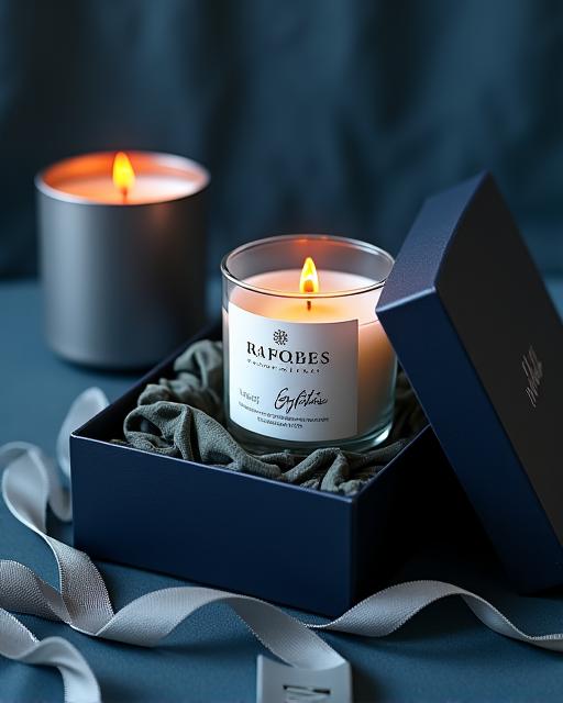 Coffrets cadeaux d'entreprise avec bougies personnalisées au logo